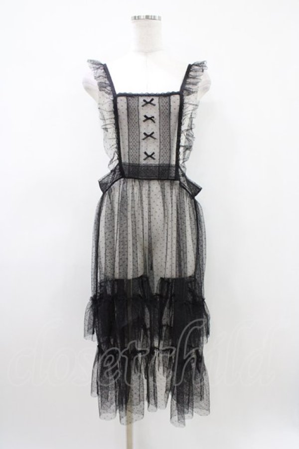 画像1: m petit by misako / TT*AOKドットリボンエプロン M ブラック H-26-04-10-1051-LO-OP-NS-ZH (1)