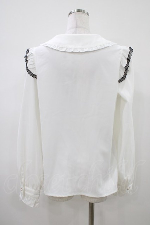 画像2: Secret Honey / パールリボンブラウス Free オフ/ブラック H-26-04-10-1054-CA-BL-NS-ZH (2)