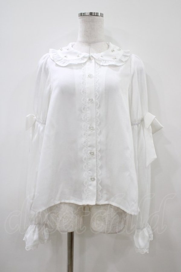 画像1: Chalmiere / 長袖ヴィンテージサテンブラウス M オフ H-26-04-10-1056-0-BL-NS-ZH (1)