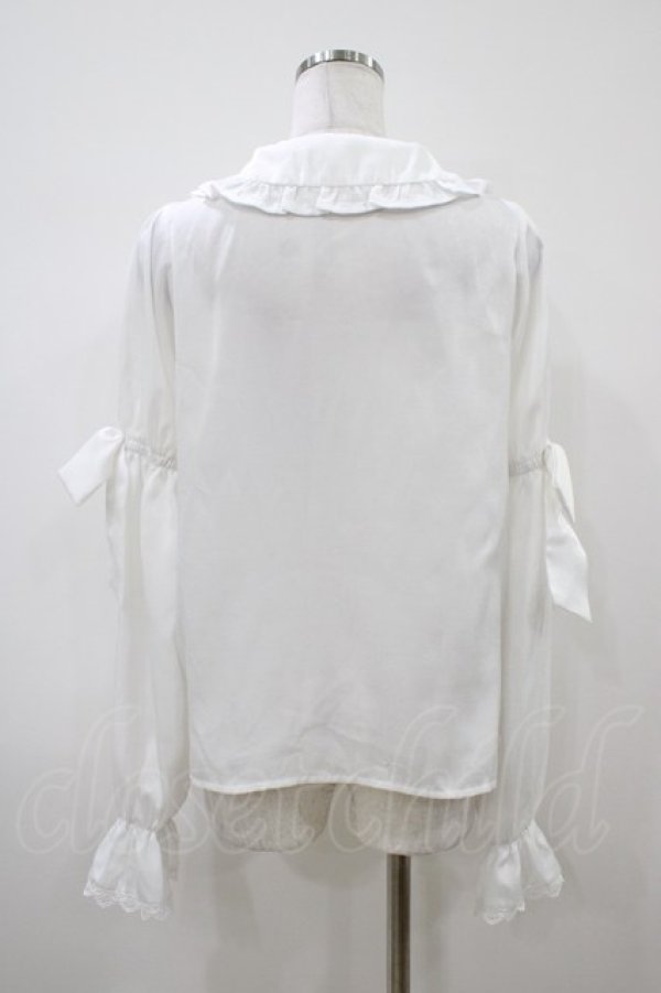 画像2: Chalmiere / 長袖ヴィンテージサテンブラウス M オフ H-26-04-10-1056-0-BL-NS-ZH (2)