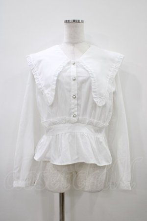 画像: DearMyLoveRose / ビッグフリル襟ペプラムブラウス L オフ H-26-04-10-1057-EL-BL-NS-ZH