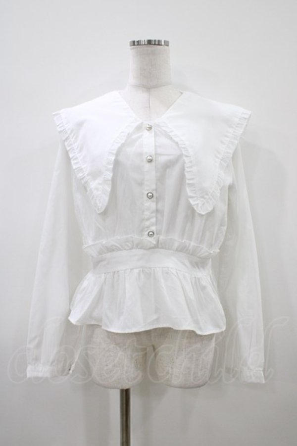 画像1: DearMyLoveRose / ビッグフリル襟ペプラムブラウス L オフ H-26-04-10-1057-EL-BL-NS-ZH (1)