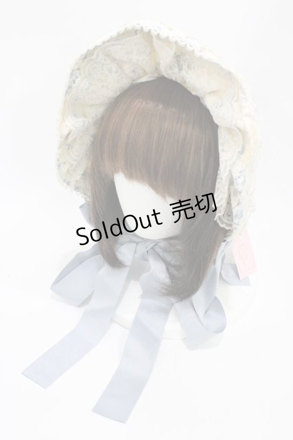 画像1: metamorphose / ロザリーフリルボンネット  パウダーブルー H-26-04-10-1007-ME-AC-NS-ZH (1)