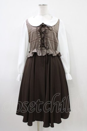 画像: Favorite / レイヤードチェック×プリーツの個性派ロングワンピース M ブラウン H-26-04-10-1029-LO-OP-NS-ZH