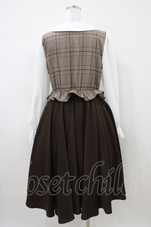 画像2: Favorite / レイヤードチェック×プリーツの個性派ロングワンピース M ブラウン H-26-04-10-1029-LO-OP-NS-ZH (2)