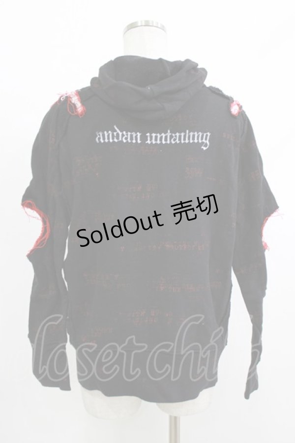 画像3: h.NAOTO / プリントダメージパーカー  黒 H-26-04-10-051-HN-TO-AK-ZH (3)