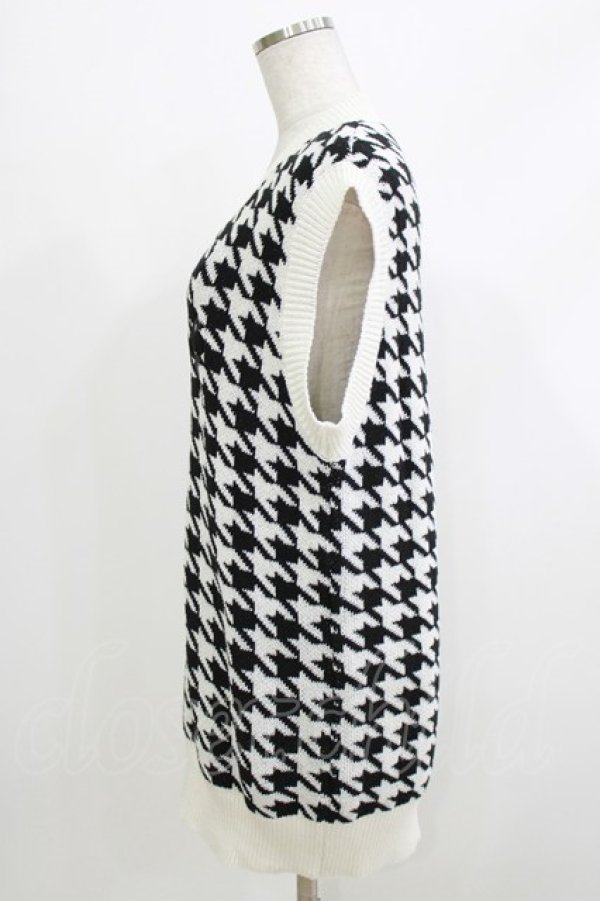 画像2: NieR Clothing / ニットベスト  千鳥柄（白×黒） H-26-04-10-053-PU-TO-KB-ZH (2)
