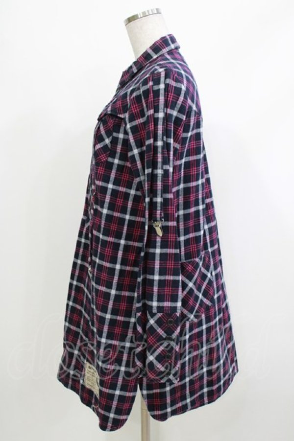 画像2: PEACE NOW / チェックシャツワンピース  ネイビー H-26-04-10-054-PU-OP-KB-ZH (2)