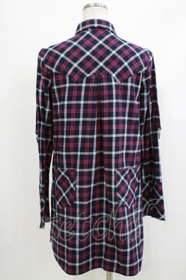 画像3: PEACE NOW / チェックシャツワンピース  ネイビー H-26-04-10-054-PU-OP-KB-ZH (3)