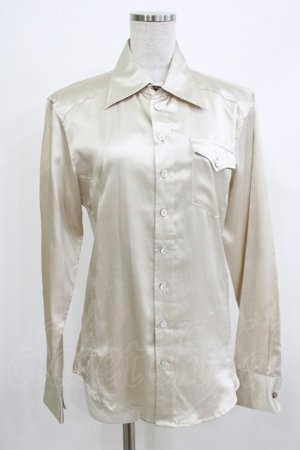 画像: GADGET GROW / サテンロングスリーブブラウス  ベージュ H-26-04-10-057-GO-BL-KB-ZH