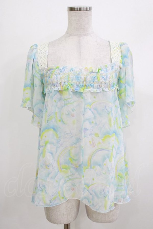 画像1: Candy Stripper / プリントシアートップス  サックス H-26-04-10-059-PU-TO-KB-ZH (1)