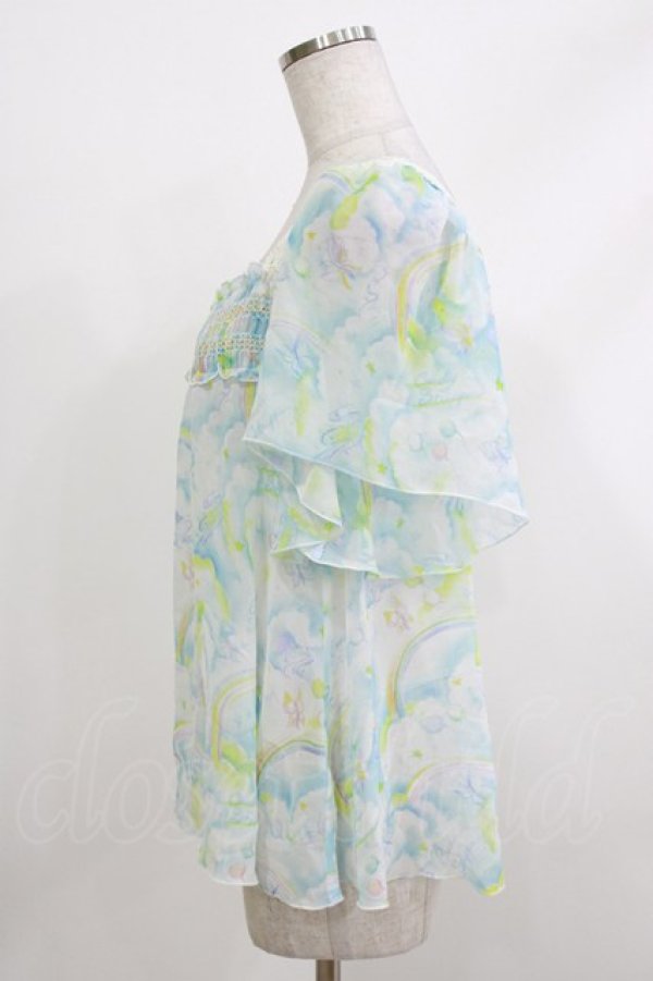 画像2: Candy Stripper / プリントシアートップス  サックス H-26-04-10-059-PU-TO-KB-ZH (2)