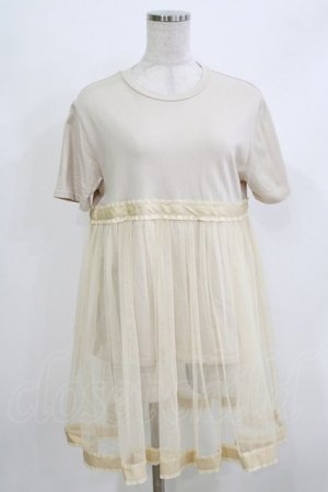 画像: merry jenny / チュールレイヤードTシャツ  ベージュ H-26-04-10-062-LO-TO-KB-ZH