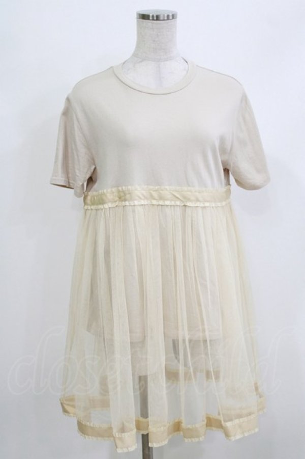 画像1: merry jenny / チュールレイヤードTシャツ  ベージュ H-26-04-10-062-LO-TO-KB-ZH (1)