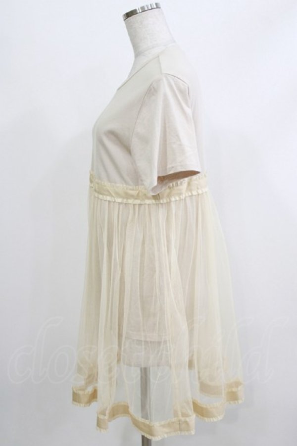 画像2: merry jenny / チュールレイヤードTシャツ  ベージュ H-26-04-10-062-LO-TO-KB-ZH (2)