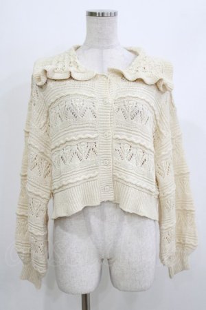 画像: merry jenny / フリルカラーカーディガン  アイボリー H-26-04-10-066-LO-TO-KB-ZH