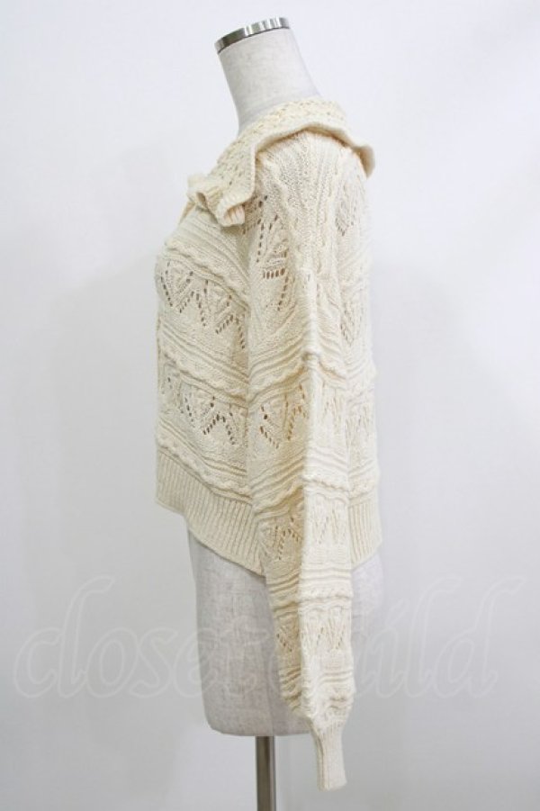 画像2: merry jenny / フリルカラーカーディガン  アイボリー H-26-04-10-066-LO-TO-KB-ZH (2)