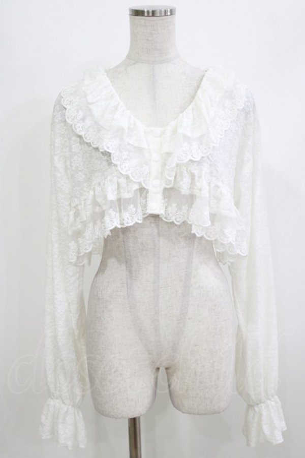 画像1: merry jenny / スカラップfrillボレロ  オフホワイト H-26-04-10-067-LO-TO-KB-ZH (1)