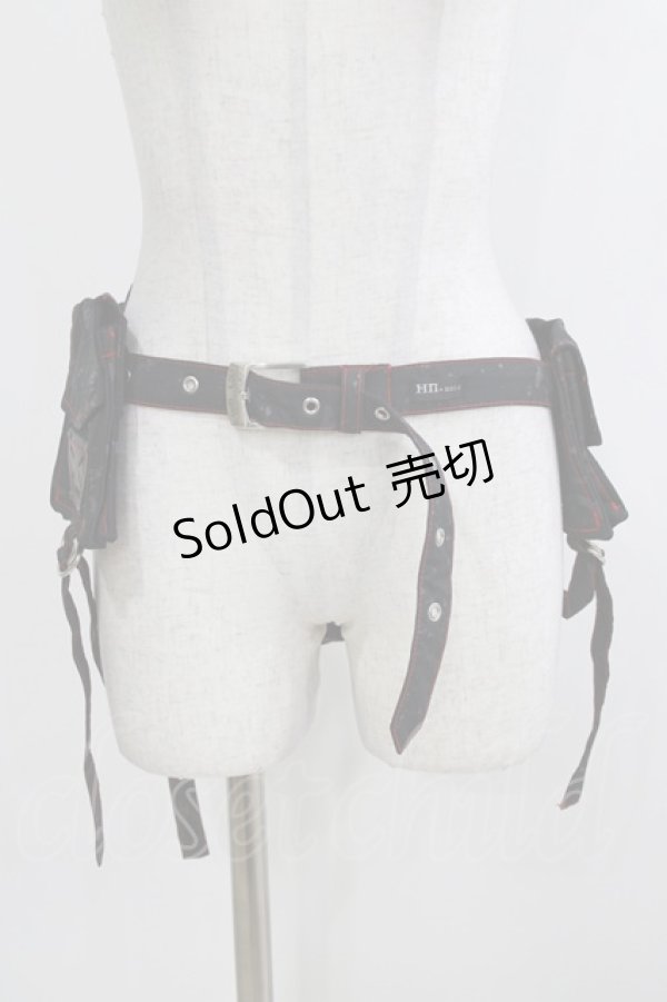 画像1: HN+nois / ウエストポーチ  黒×赤 H-26-04-10-070-HN-BG-AK-ZH (1)