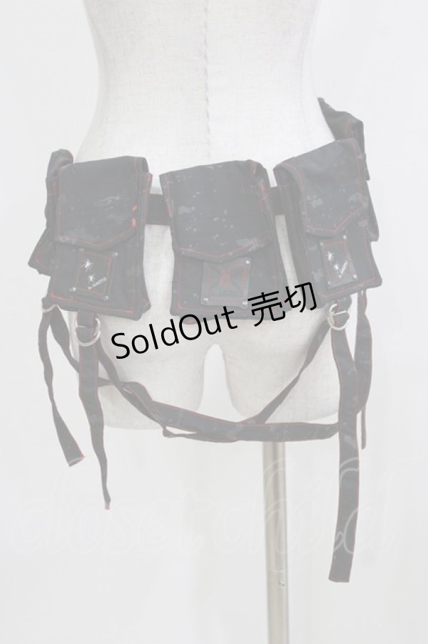 画像2: HN+nois / ウエストポーチ  黒×赤 H-26-04-10-070-HN-BG-AK-ZH (2)