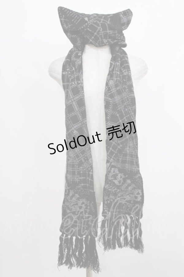 画像1: h.NAOTO / 猫耳フード付きニットストール  黒 H-26-04-10-071-HN-ZA-AK-ZH (1)