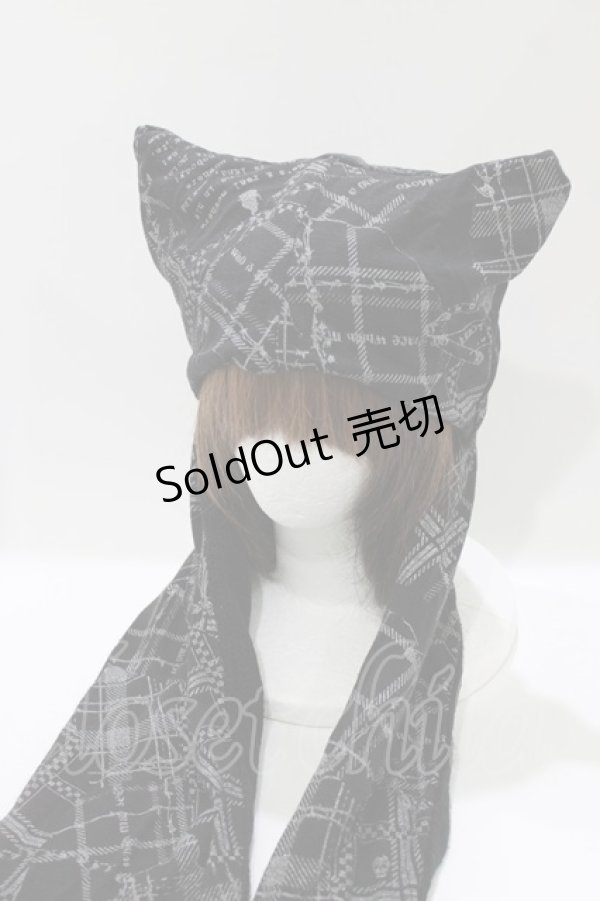 画像2: h.NAOTO / 猫耳フード付きニットストール  黒 H-26-04-10-071-HN-ZA-AK-ZH (2)