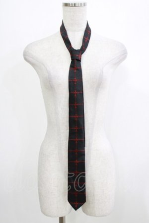 画像: BPN / 十字架柄ジャガードネクタイ  黒×赤 H-26-04-10-073-GO-ZA-AK-ZH