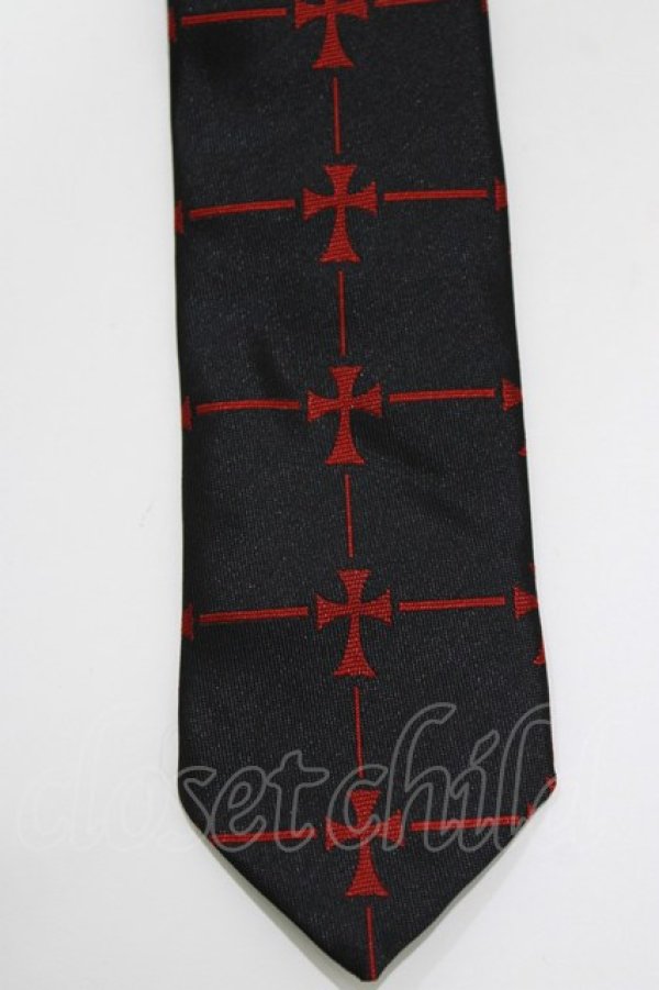 画像2: BPN / 十字架柄ジャガードネクタイ  黒×赤 H-26-04-10-073-GO-ZA-AK-ZH (2)