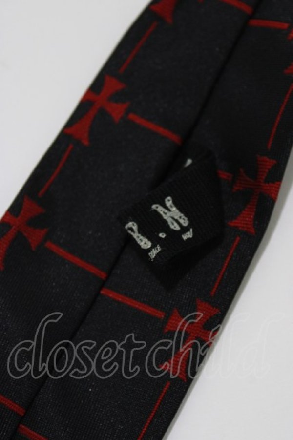 画像3: BPN / 十字架柄ジャガードネクタイ  黒×赤 H-26-04-10-073-GO-ZA-AK-ZH (3)