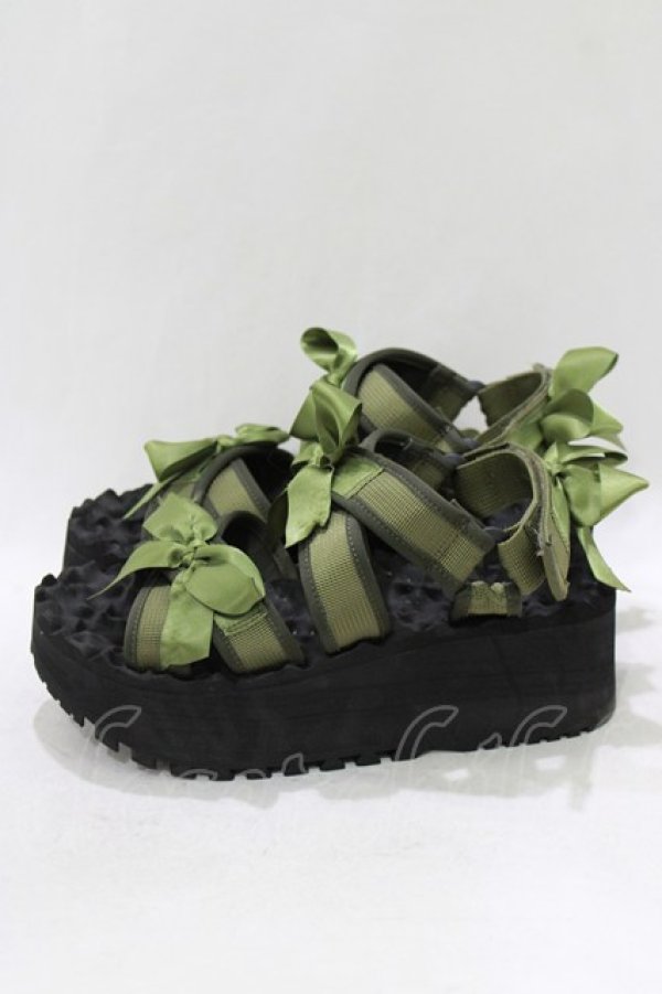 画像2: merry jenny / クロスリボンベルクロサンダル M カーキ H-26-04-10-077-LO-SH-KB-ZH (2)