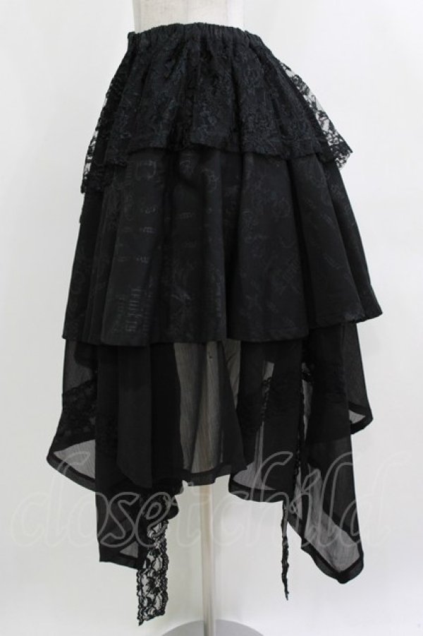 画像2: h.naoto Blood / 異素材レイヤードアシメスカート  黒 H-26-04-10-013-HN-SK-AK-ZH (2)