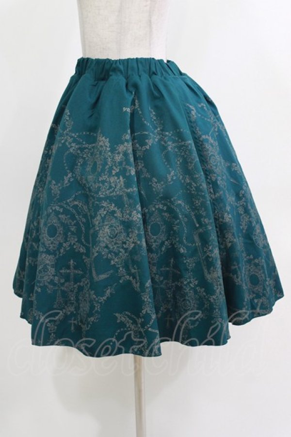 画像2: Ozz Croce / プリントギャザースカート  グリーン×グレーチュール H-26-04-10-014-OO-SK-KB-ZH (2)