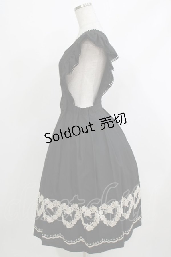 画像2: Leur Getter / フラワーハート刺繍エプロンワンピース  ブラック H-26-04-10-002-LU-OP-KB-ZH (2)