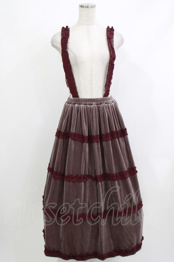 画像1: merry jenny / サス付フリルベロアスカート  ボルドー H-26-04-10-020-LO-SK-KB-ZH (1)