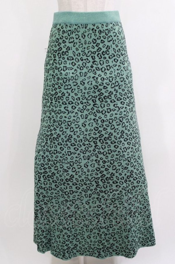 画像1: Candy Stripper / レオパードニットスカート  ミントグリーン H-26-04-10-021-PU-SK-KB-ZH (1)