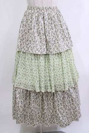 画像: merry jenny / floralティアードスカート  グリーン H-26-04-10-022-LO-SK-KB-ZH