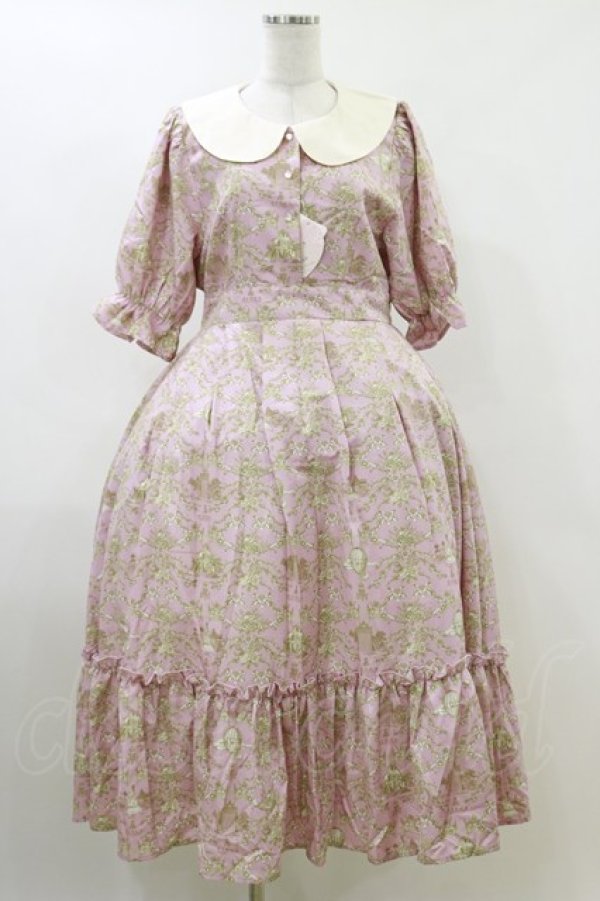 画像1: m petit by misako / NINA’Sコラボトワルドジュイワンピース L ピンク H-26-04-11-047-LO-OP-NS-ZH (1)