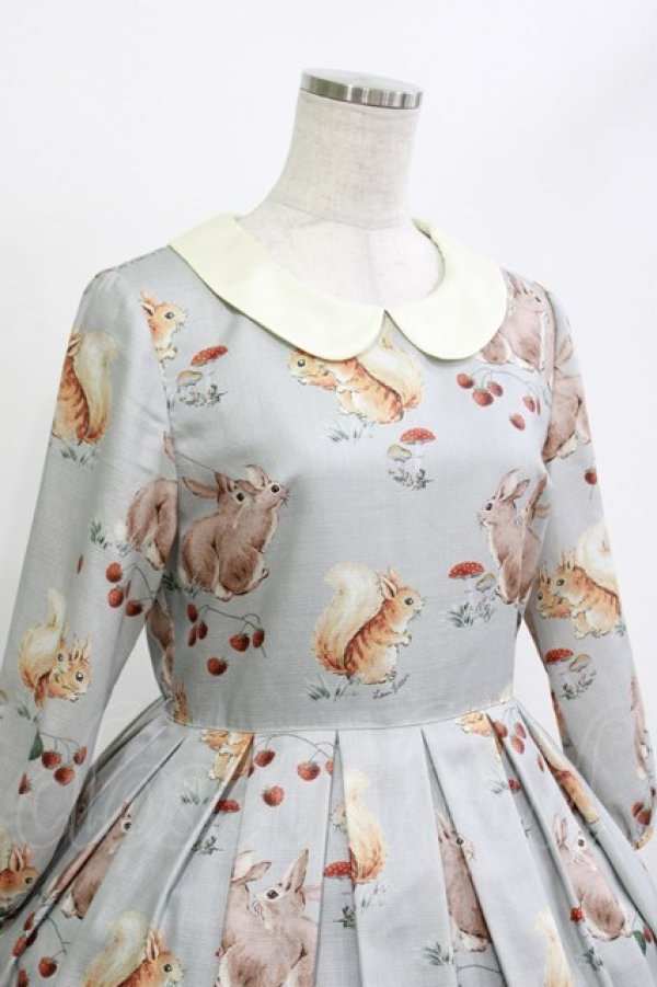 画像4: Leur Getter / Squirrel & Rabbit袖付ワンピース M サックス H-26-04-11-1004-LU-OP-KB-ZH (4)