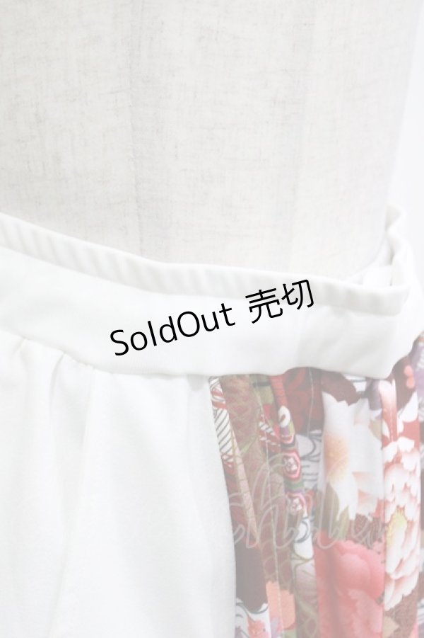 画像4: Qutie Frash / プリーツ切替袴スカート  ホワイト×レッド H-26-04-11-1008-QU-SK-KB-ZH (4)