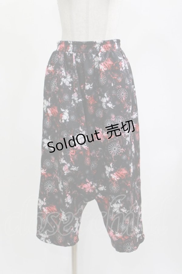 画像1: NieR Clothing / サルエルパンツ  和柄九尾/黒 H-26-04-11-1010-PU-PA-KB-ZH (1)