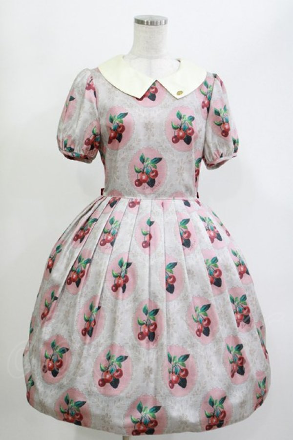 画像1: Leur Getter / Cherry Lace袖付ワンピース M ピンク H-26-04-11-1002-LU-OP-KB-ZH (1)