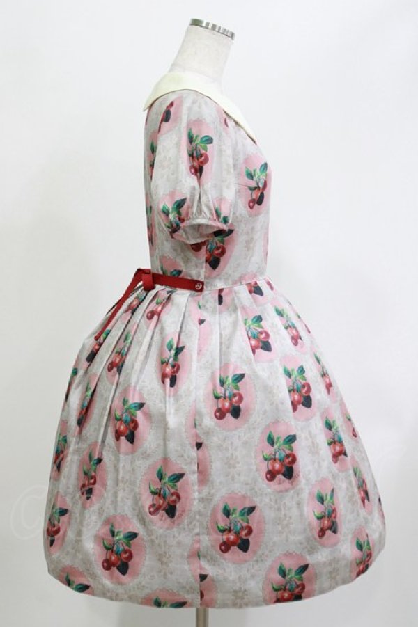 画像2: Leur Getter / Cherry Lace袖付ワンピース M ピンク H-26-04-11-1002-LU-OP-KB-ZH (2)