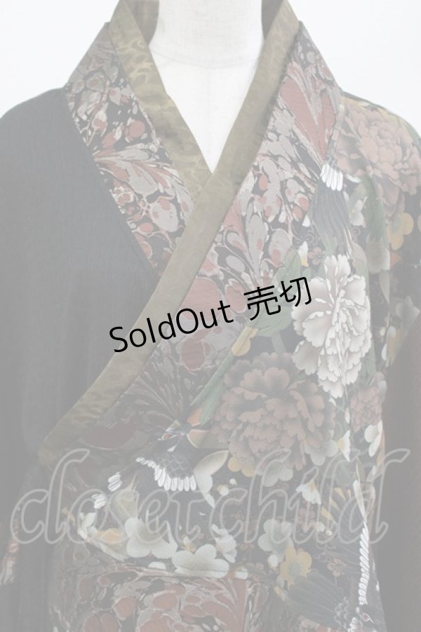 画像4: Qutie Frash / アシメ着物カーデ  ブラック×ブラウン×グリーン H-26-04-11-1017-QU-TO-KB-ZH (4)