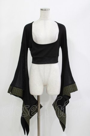画像: Qutie Frash / 着物袖ショートトップス  ブラック H-26-04-11-1018-QU-TO-KB-ZH