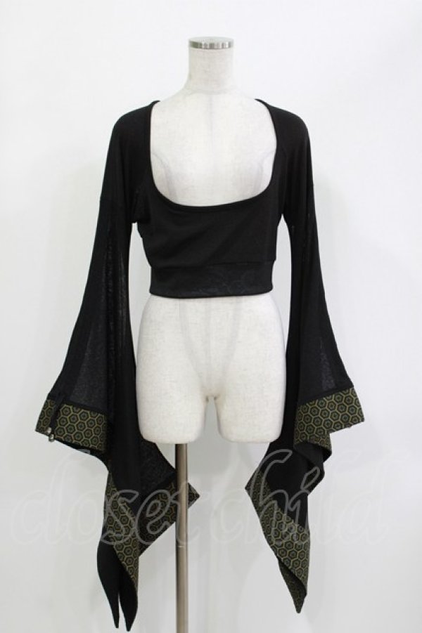 画像1: Qutie Frash / 着物袖ショートトップス  ブラック H-26-04-11-1018-QU-TO-KB-ZH (1)