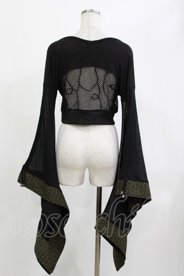 画像2: Qutie Frash / 着物袖ショートトップス  ブラック H-26-04-11-1018-QU-TO-KB-ZH (2)