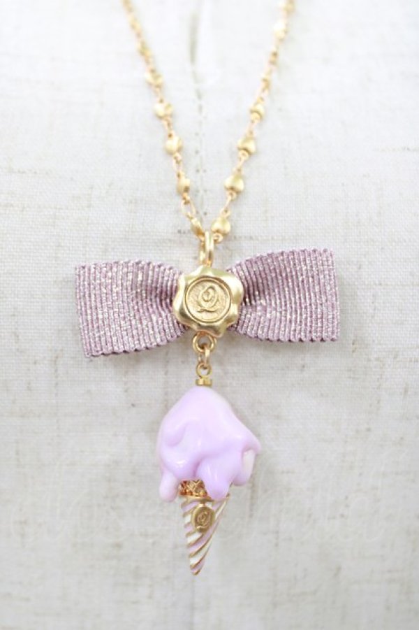 画像1: Q-pot. / メルティージェラートリボンネックレス  マーブル・ブルーベリー H-26-04-11-1022-QP-AC-KB-ZH (1)