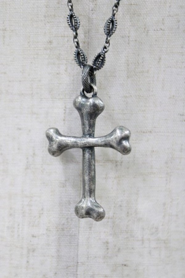 画像1: Q-pot. / ボーンクロスロザリオネックレス  シルバー H-26-04-11-1025-QP-AC-KB-ZH (1)