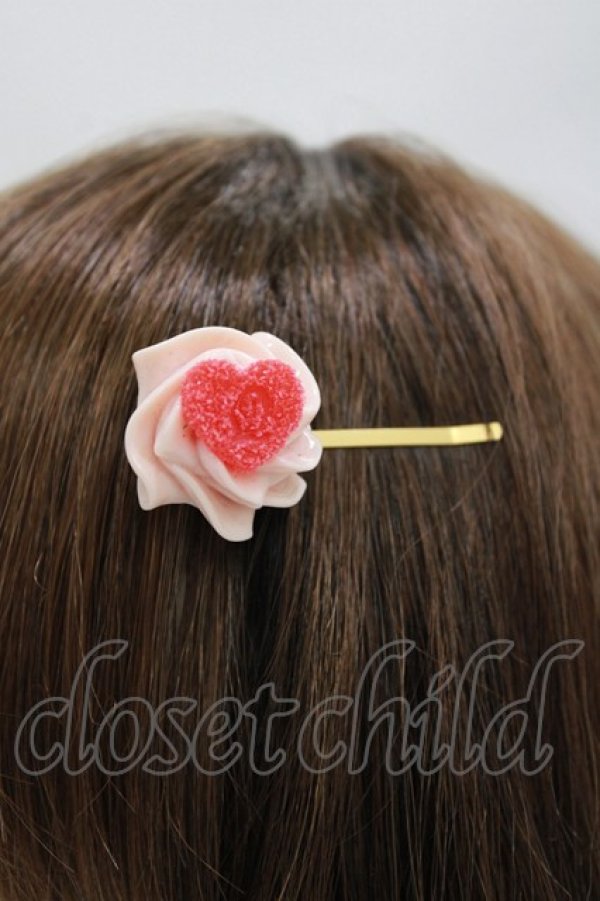 画像2: Q-pot. / ラブハートホイップクリームヘアピン  ピンク H-26-04-11-1028-QP-AC-KB-ZH (2)