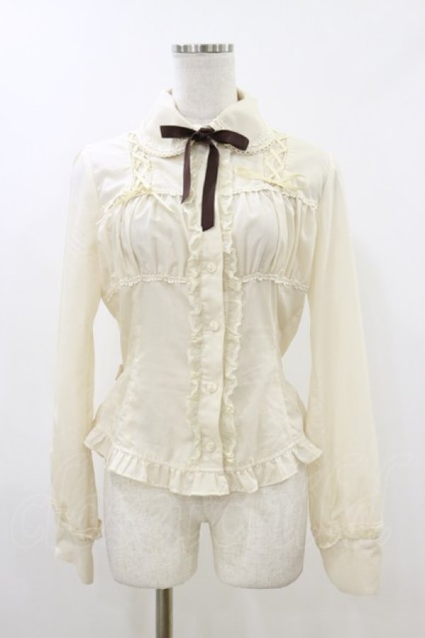 画像1: Innocent World / デコルテレースアップブラウス L 生成り H-26-04-11-013-IW-BL-NS-ZH (1)